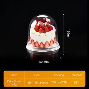 4-Inch Transparent Cake Container – Dome Style,
